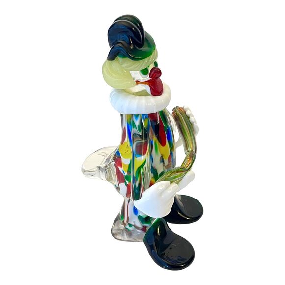 Murano Art Glass 7.5" Guitar Chitarra CLOWN FIGURINE Venice Italy Gondola Tag - Picture 4 of 10